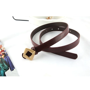 Elegant burgundy leather waist belt with gold minimalist buckle for suits and coats