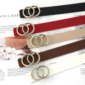 Ceintures en cuir minimalistes avec boucles doubles anneaux bronze en cinq couleurs
