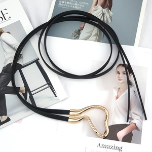 Women's Fashion Faux Leather Knotted Skinny Belt Minimalist Gold Horseshoe Buckle Decorative Thin Waist Strap For Coats Dresses
