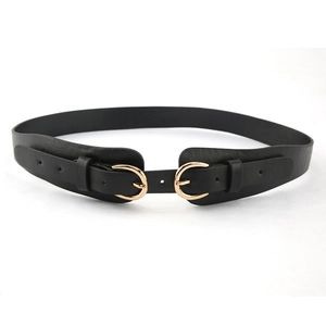 Ceinture Large en Similicuir pour Femme Avec Double Boucle en Alliage en Forme de Fer à Cheval Couleur Unie pour Robes