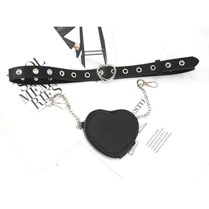 Punk Stil Damen PU Ledergürtel Mit Herzförmiger Metallschnalle Abnehmbare Mini Herztasche Kette Mode Taillengürtel Zubehör