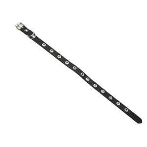 Choker gothique en cuir PU noir avec boucle argentée et œillets métalliques décoratifs