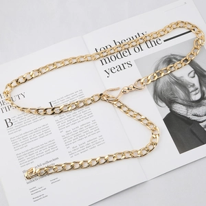 Hip Hop Aluminum Alloy Curb Chain Belt Minimalist Adjustable Metal Waist Chain For Dresses Jeans Gold Silver Decorative Accessory