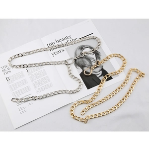 Chunky gold and silver metal waist chains for jeans and dresses in hip hop style