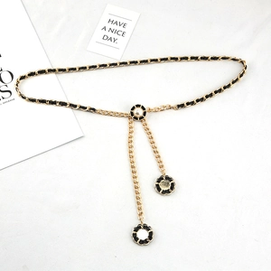 Damen Eleganter Metalllegierungsketten Gürtel Französischer Stil Blume Kunstperle Dekorative Taillenkette Mode Lederkette