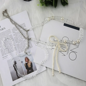 Elegant Multi-layered Crystal Faux Artificial Pearl Body Chain Fashionable Bow Tassel Suspender Waist Chain Accessory For Women Party