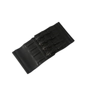 Ceinture corset large noire style punk avec quatre boucles en métal argenté pour femmes