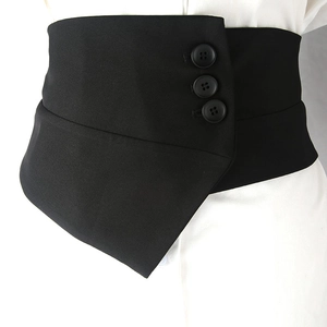 Cintura a corsetto asimmetrica in tessuto nero con bottoni decorativi per camicie donna