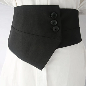 Cintura a corsetto nera asimmetrica con bottoni per modellare il girovita donna