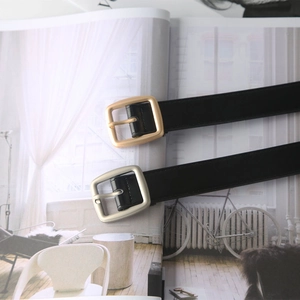 Women Minimalist PU Leather Belt With Square Metal Pin Buckle Korean Fashion Chic Black Waistband For Jeans Pants Dresses