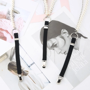 Clip elastica con perle e catena di strass per abbigliamento accessorio moda elegante