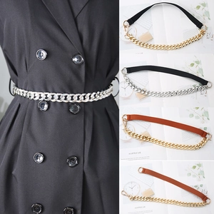 Women Retro Elastic Chain Belt For Suits Dresses Metal Splicing Adjustable Waistband Korean Style Decorative Waist Seal