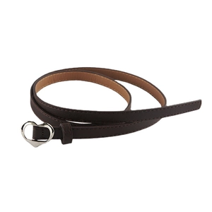 Cintura in pelle marrone vintage da donna con fibbia a cuore e trama di litchi