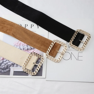 Lot de 3 ceintures larges en velours avec boucles dorées à maillons pour manteaux