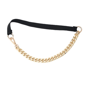 Fashionable elastic waist belt with detachable gold metal chain and lobster clasp
