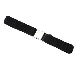 Ceinture élastique noire pour femme avec boucle en métal argenté pour robes