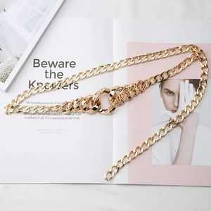 Ceinture Chaîne en Métal Grosse pour Femmes Réglable Or Poli Chaîne de Taille pour Robe Costume Bijoux Décoratifs