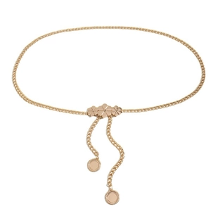 Gouden metalen tailleketting voor dames met bloemgesp en delicate dubbele hangende kettingen