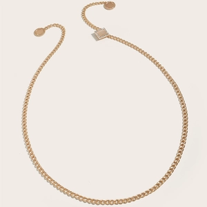 Elegant gold metal waist chain belt with rhinestone buckle for dresses and accessories