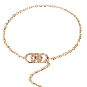 Ceinture chaîne dorée tendance en métal avec anneaux géométriques triples entrelacés