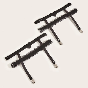 Sexy black lace heart garter set with elastic straps and silver metal clips for women