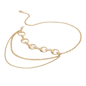 Chic multi-layer gold metal body chain with sun and moon bohemian pendant charms