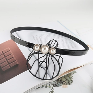Ceinture Fine en Similicuir pour Femme Avec Boucle en Künstliche Perles et Strass Élégante Ceinture de Taille pour Robes Fête Femme