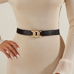Ceinture Élastique pour Femmes Mode Mince Noir Ceinture Corset Avec Boucle en Métal Doré pour Robes Manteau