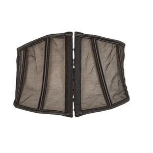 Short black corset waist trainer with breathable mesh and steel bones for body shaping