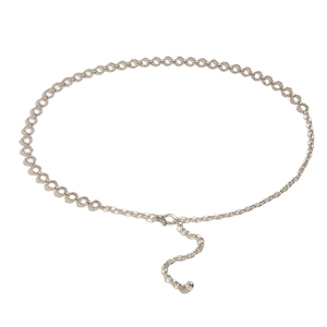 Elegant rhinestone metal waist chain belt with adjustable link chain for dresses