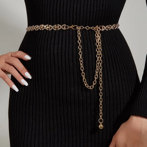 Élégante Ceinture Chaîne de Taille en Métal avec Strass pour Femmes Réglable Or Argent Scintillant Chaîne à Maillons en X