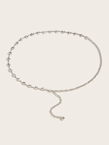 Silberne Metall-Taillenkette für Damen mit funkelnden herzförmigen Strass-Kristallen
