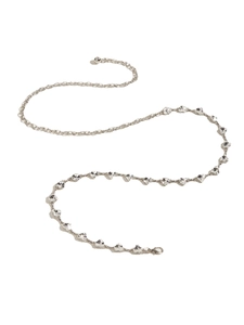 Silberne Metall-Taillenkette mit herzförmigen Strasssteinen für Kleider und Röcke