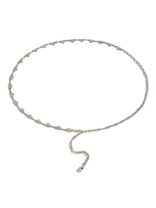 Sparkling rhinestone metal waist chain belt with geometric accents for women dresses