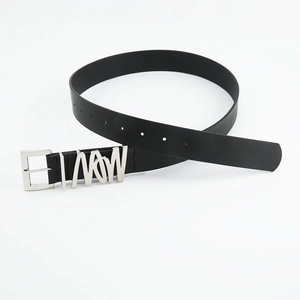 Women Fashion Faux Leather Belt With Alloy Letter Buckle Korean Style Casual Pin Buckle Waist Belt For Jeans Daily Accessory