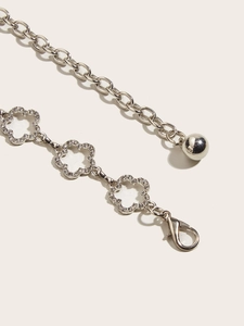 Sprankelende metalen tailleketting met strass-bloemen in zilver voor jurken