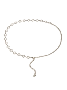 Zilveren strass klaver ketting riem voor dames, metalen taille accessoire voor jurk