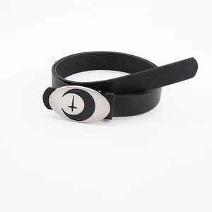 Women Fashion Faux Leather Belt With Moon Star Oval Buckle Vintage Gothic Punk Decorative Waist Belt For Jeans Casual