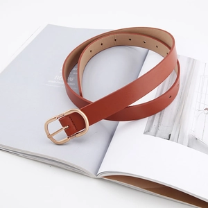 Women Vintage Faux Leather Thin Belt Simple Alloy Pin Buckle Waist Strap For Jeans Dresses Decorative Fashion Accessories