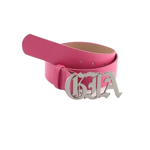Ceinture rose en cuir PU avec boucle gothique en métal argenté pour jean femme chic