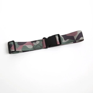 Camo nylon military belt for students with adjustable black plastic side release buckle