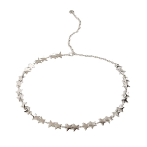 Chaîne de taille argentée à étoiles avec maillon réglable et pendentif de fleur