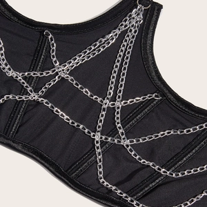 Slim fit corset vest with metallic chains and boning detail in gothic punk style