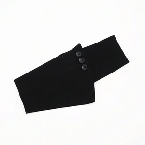 Chic black fabric waist corset with triple decorative buttons for shirts and dresses