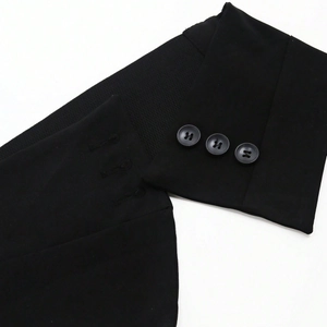 Elastic fabric waist belt for women with black matte buttons and ribbed texture