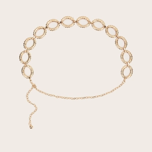 Elegante Vintage-Taillenkette aus Goldmetall mit strukturierten Ovalringen und Kugel