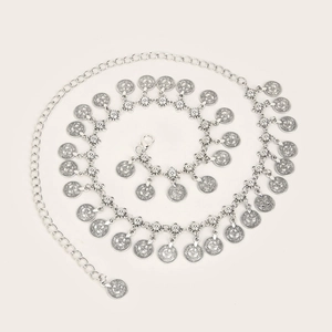 Vintage Bohemian Alloy Coin Waist Chain For Women Adjustable Metal Body Chain Link Belt Accessory For Party Vacation