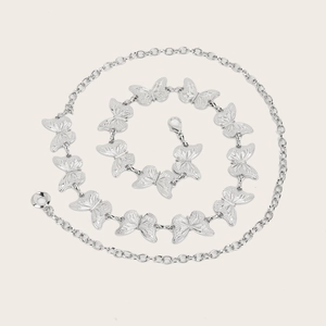 Women Vintage Butterfly Metal Chain Belt Adjustable Waist Link Belt For Dresses Fashion Accessories Silver Gold Jewelry