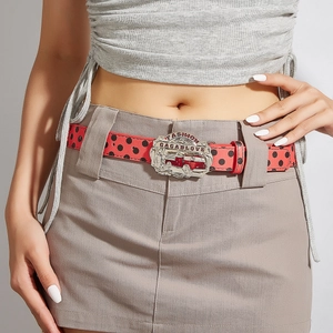 Cintura da Donna Y2K Retro a Pois in Pelle Sintetica Con Fibbia in Lega a Rilievo per Auto Cintura Decorativa alla Moda per Jeans