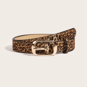 Ceinture chic imprimé léopard pour femme avec boucle carrée dorée pour jeans et robes